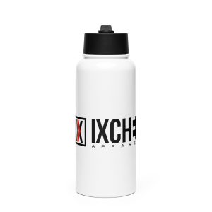 Ixchel Red Pulse Stainless Steel 32oz Water Bottle with a straw lid