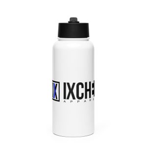 Ixchel Blue Pulse Stainless Steel 32oz Water Bottle with a straw lid